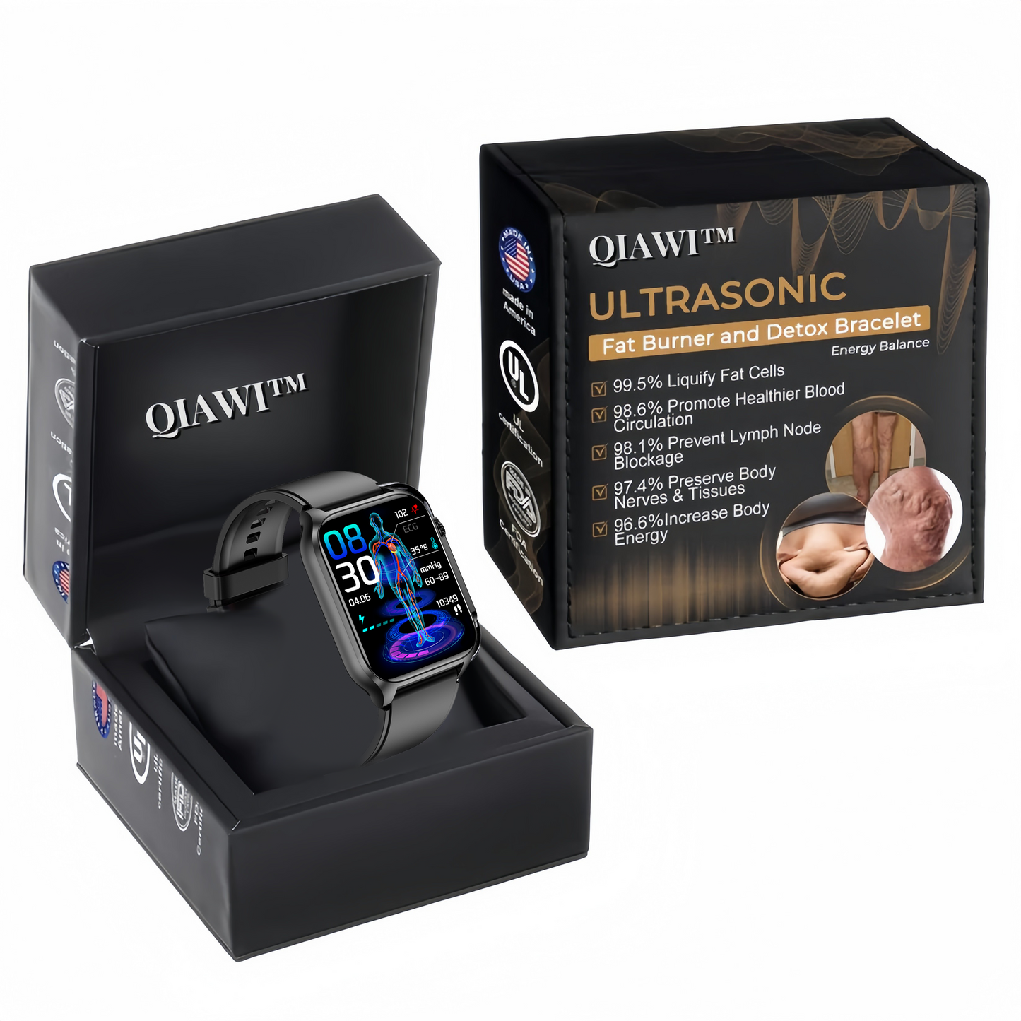 ✅ FDA certification | ⌚ QIAWI™ Ultrasonic Fat Blasting & Far Infrared Blood Sugar Balancing Detox Wristband